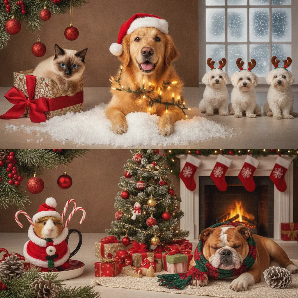 Adorable Pet-Only Christmas Photo Card Ideas — christmas photo card ideas with pets only — festive Christmas photo example