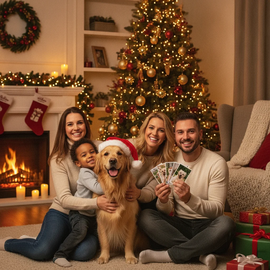 Adorable Dog Photo Christmas Card Ideas — festive Christmas photo example