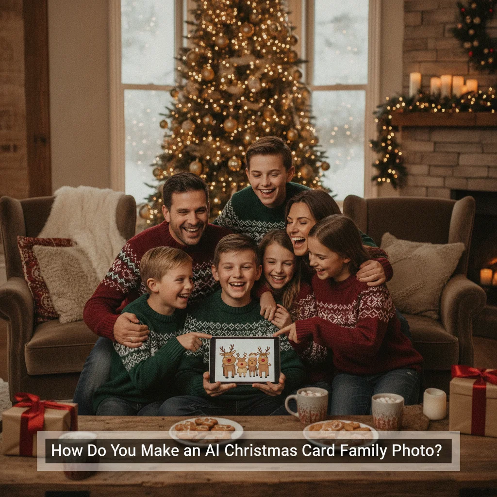 How Do You Make an AI Christmas Card Family Photo? (christmas photos) — festive Christmas photo example