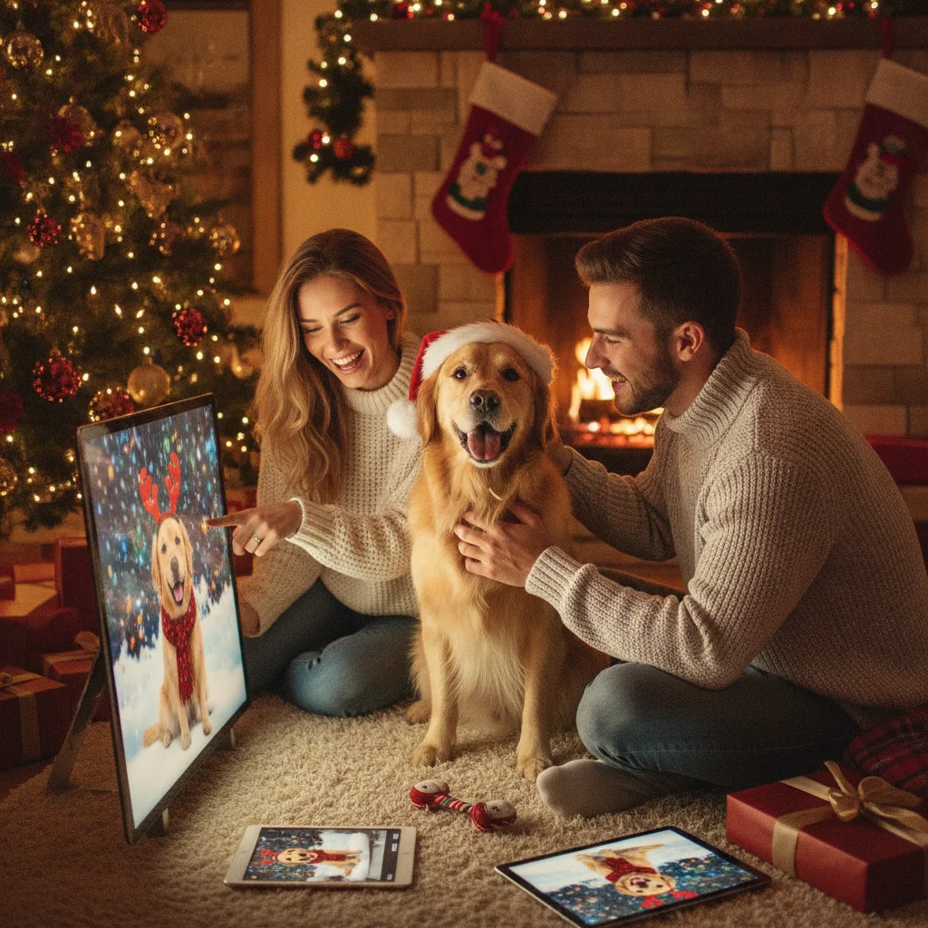 How Does an AI Christmas Dog Photo Generator Work? (christmas photos) — festive Christmas photo example