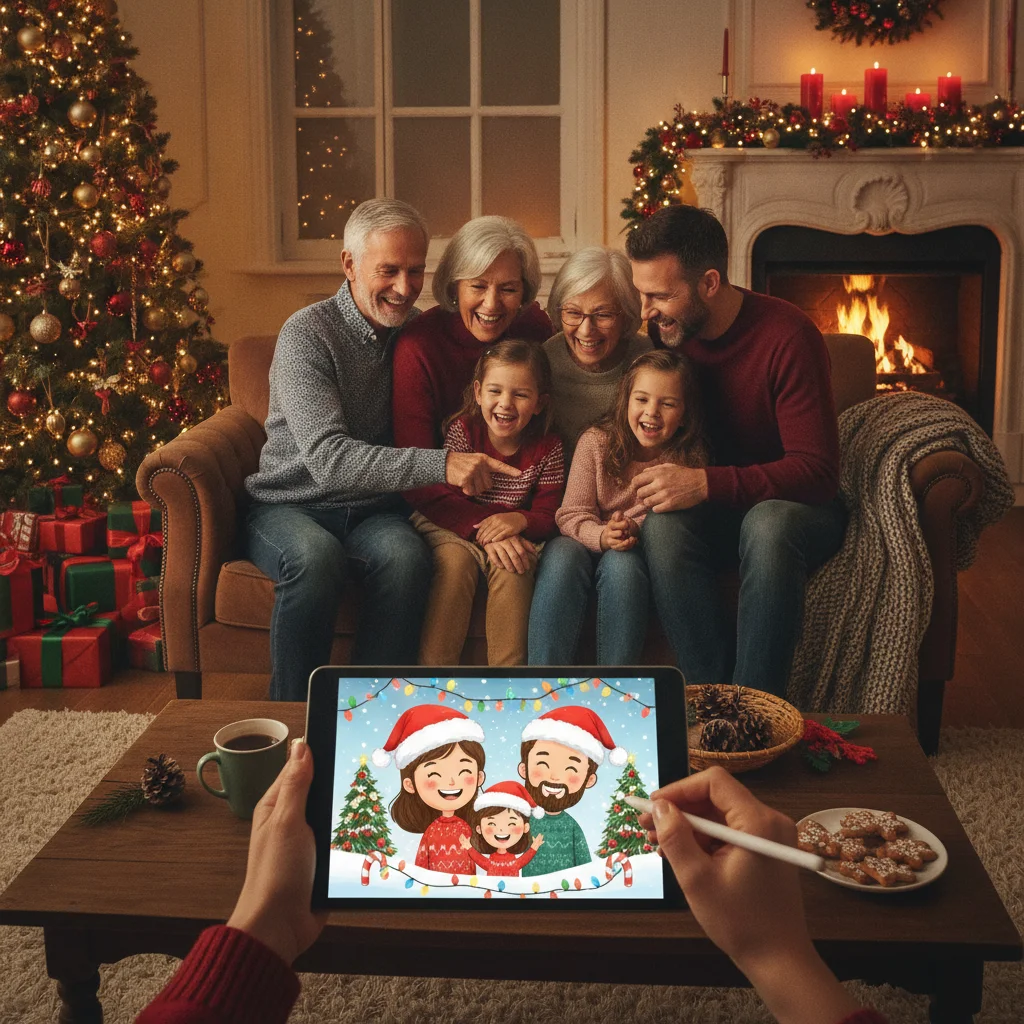 How Do You Turn a Photo Into an AI Christmas Cartoon? — ai christmas photo cartoon (christmas photos) — festive Christmas photo example