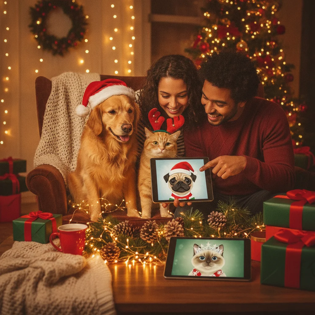 AI Pet Christmas Portrait Generator (christmas photos) — Christmas card guide visual
