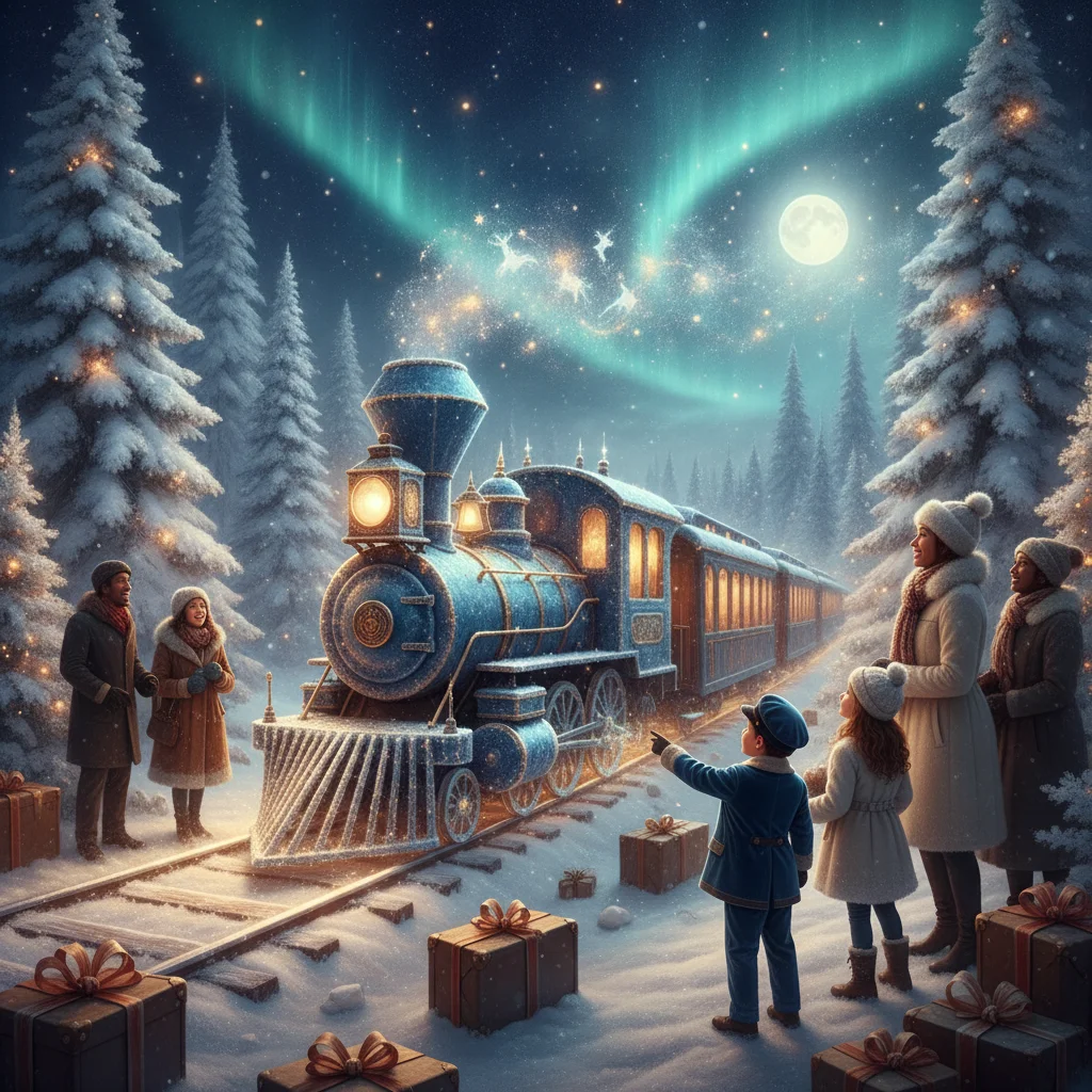 How to Create an AI Polar Express Style Photo Effect (christmas photos) — festive Christmas photo example