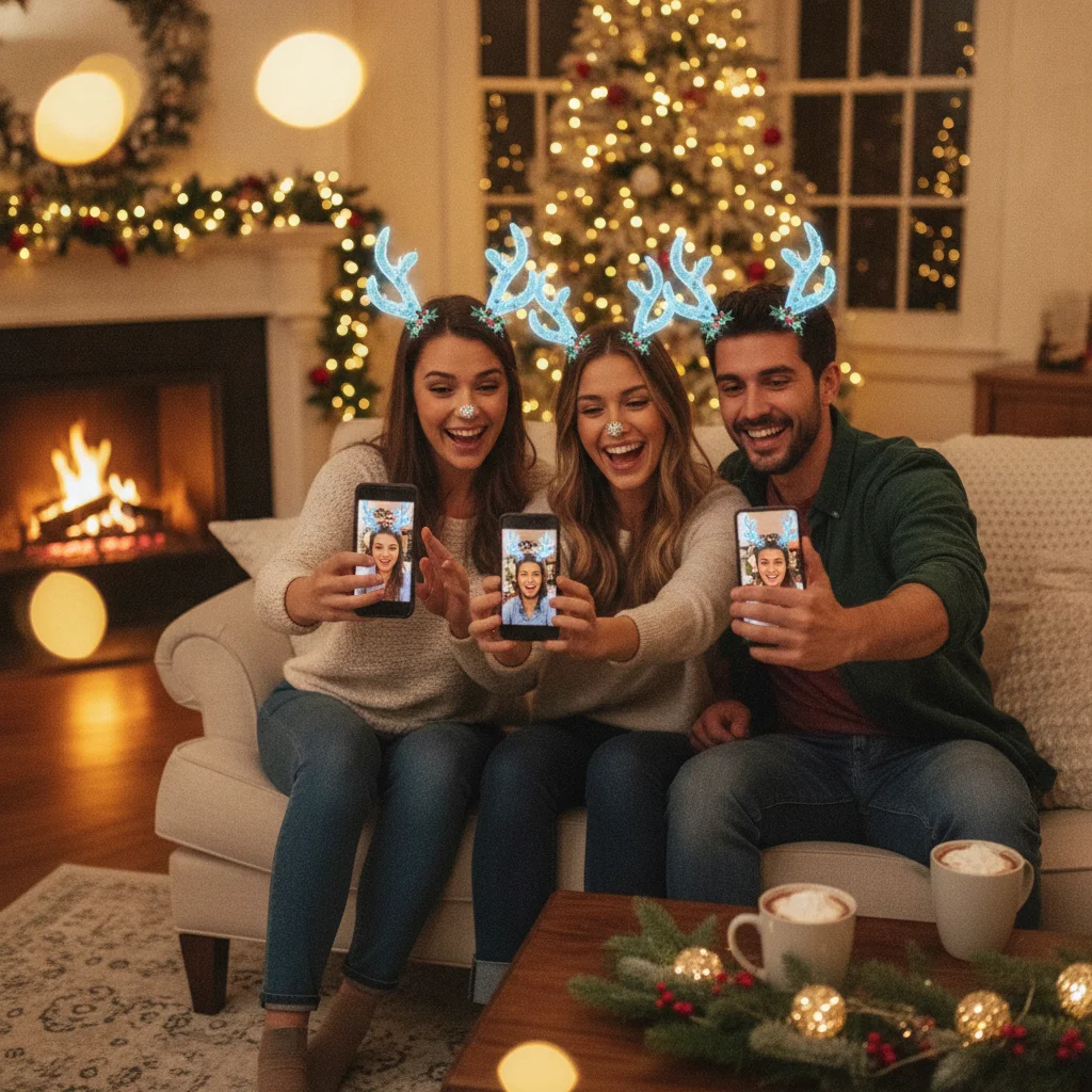 AI Reindeer Antlers Photo Filter App (christmas photos) — festive Christmas photo example