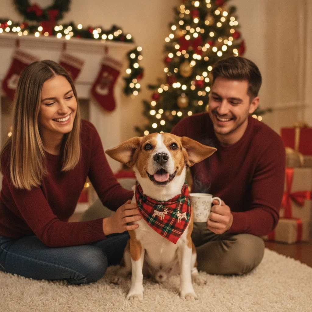 Beagle Christmas Bandana Photo Ideas (christmas photos) — festive Christmas photo example