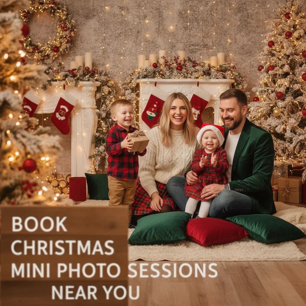Book Christmas Mini Photo Sessions Near You — Christmas mini photo sessions near me (christmas photos) — festive Christmas photo example