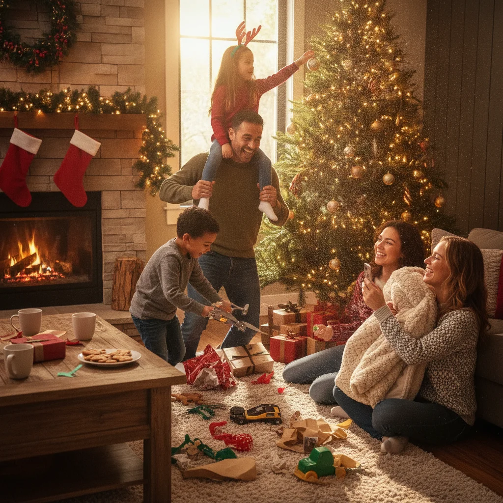How Do You Capture Candid Family Photos on Christmas Morning? — christmas morning candid family photos (christmas photos) — festive Christmas photo example