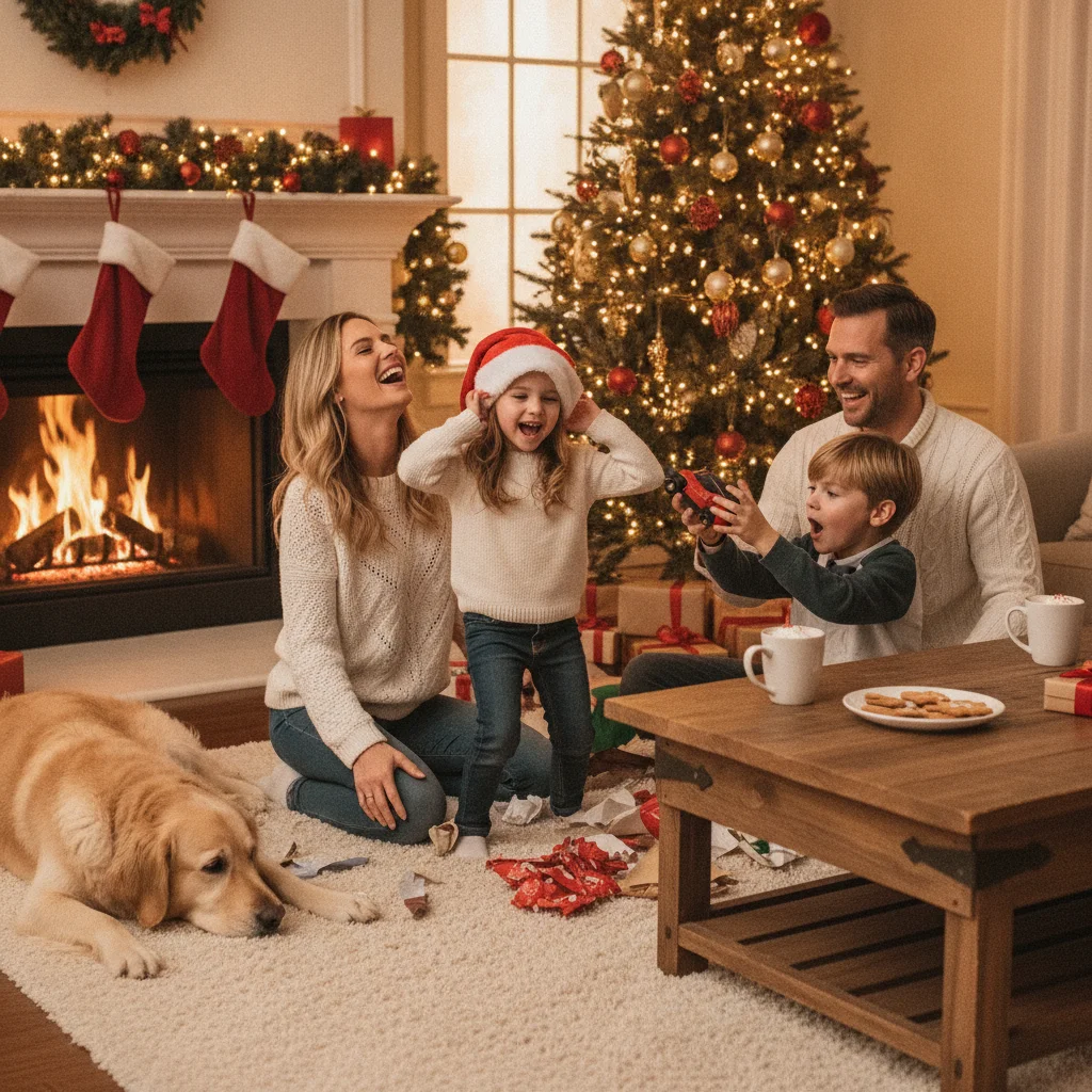 Candid Christmas Morning Photo Ideas (christmas photos) — festive Christmas photo example