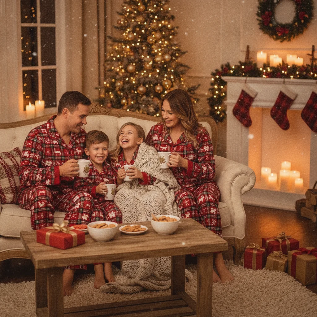 Cozy Christmas Pajama Photo Inspiration — Christmas pajama photos (christmas photos) — festive Christmas photo example