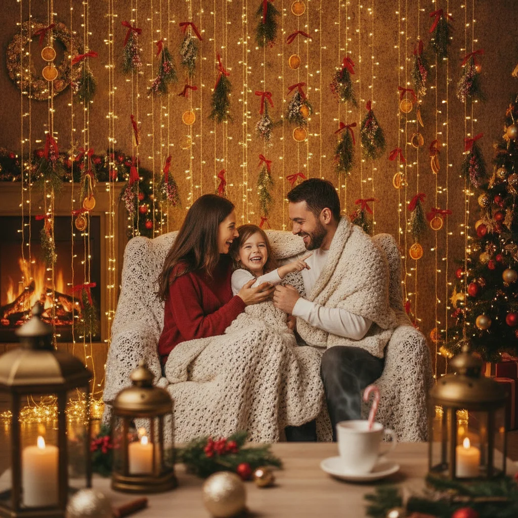 Creative Backdrop Ideas for Christmas Photos — Christmas photo backdrop ideas — festive Christmas photo example
