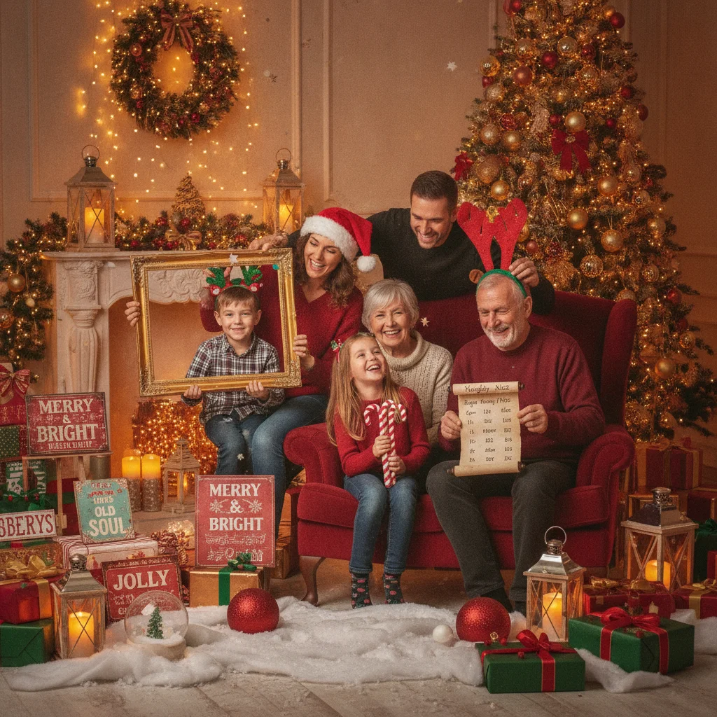 Festive Prop Ideas for Christmas Photos — Christmas photo prop ideas — festive Christmas photo example