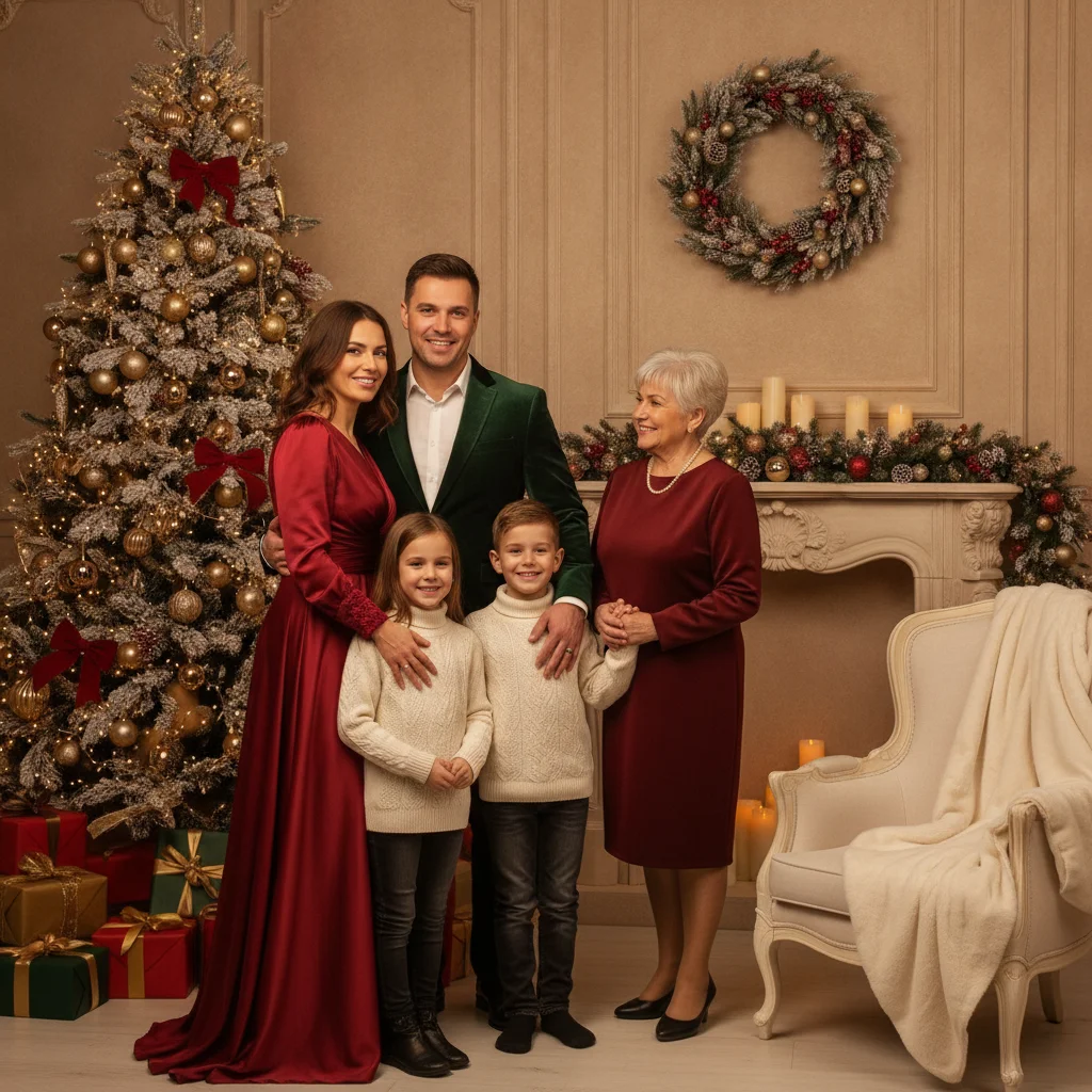 Polished Christmas Studio Portrait Styles — Christmas studio portraits (christmas photos) — Christmas card guide visual