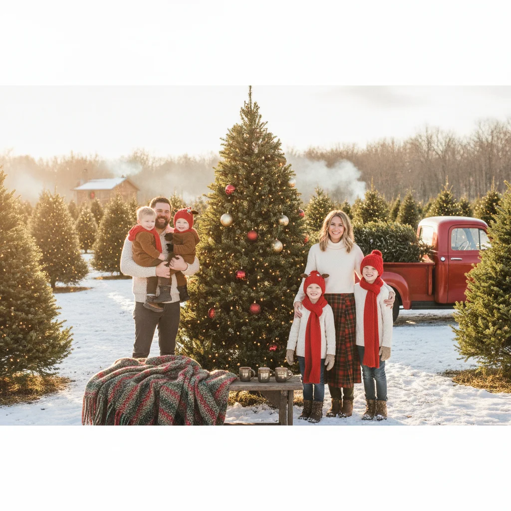 How to Plan a Christmas Tree Farm Family Portrait (christmas photos) — Christmas card guide visual