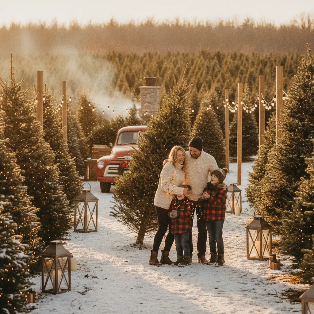 Christmas Tree Farm Portrait Inspiration — Christmas tree farm portraits (christmas photos) — Christmas card guide visual