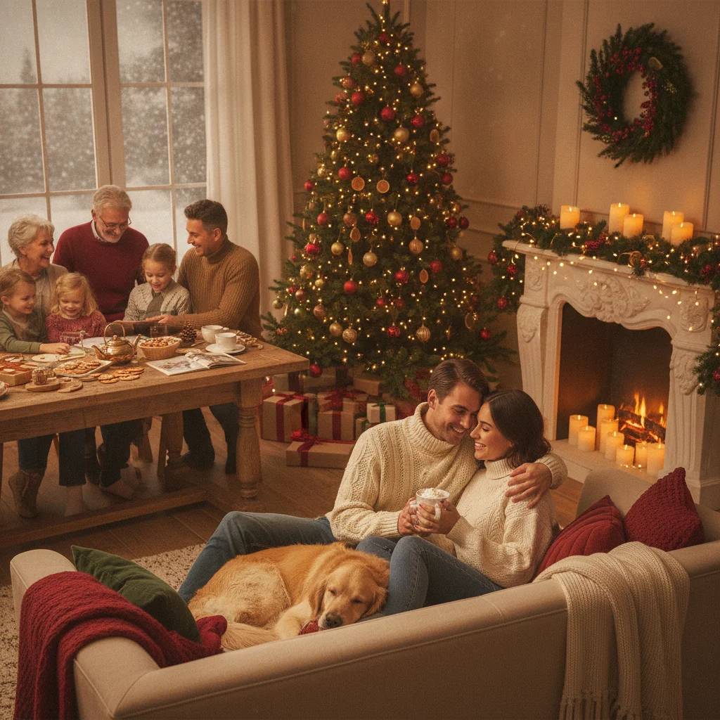 Cozy Indoor Christmas Portrait Styles — cozy indoor Christmas portraits (christmas photos) — Christmas card guide visual