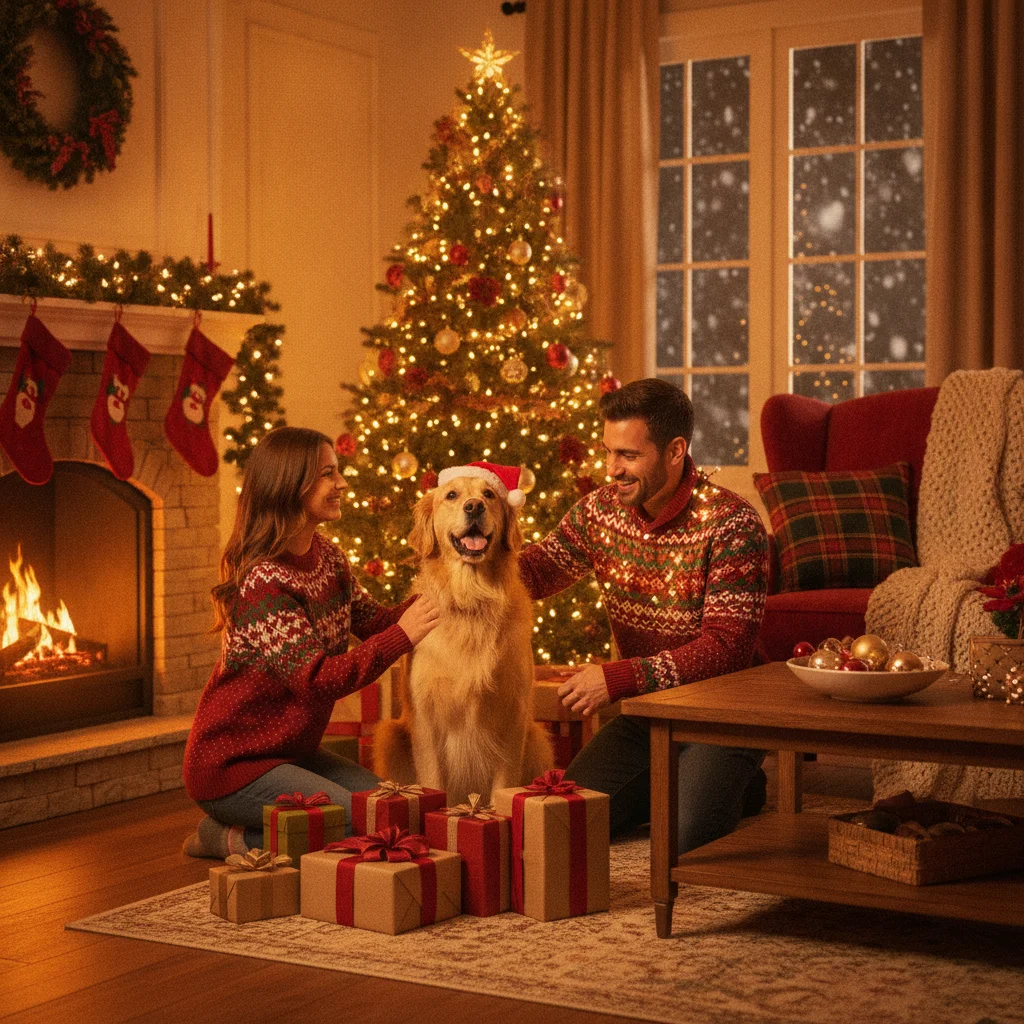 Festive Dog Christmas Photo Ideas (christmas photos) — festive Christmas photo example