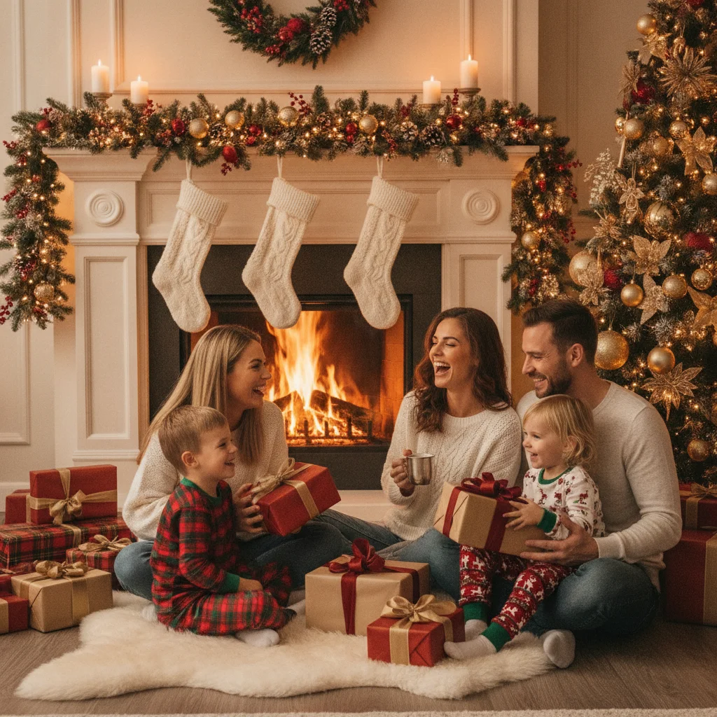 How Can You Create Warm Fireplace Christmas Photos? — festive Christmas photo example