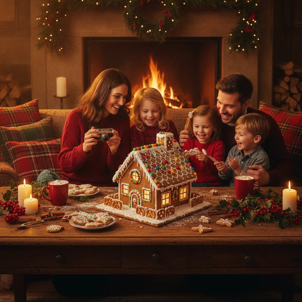 How Can You Take Whimsical Gingerbread House Christmas Photos? — festive Christmas photo example