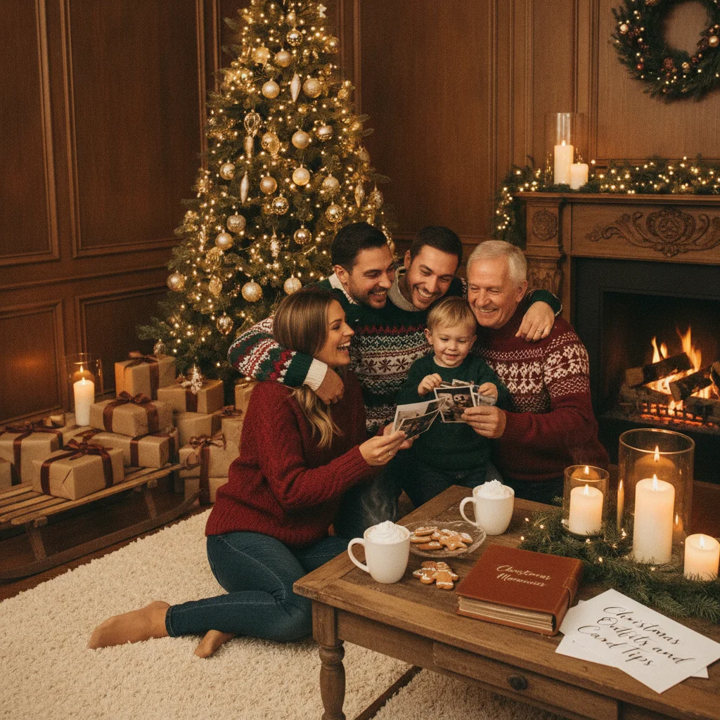 Christmas Photos: Ideas, Poses, Outfits and Card Tips — festive Christmas photo example