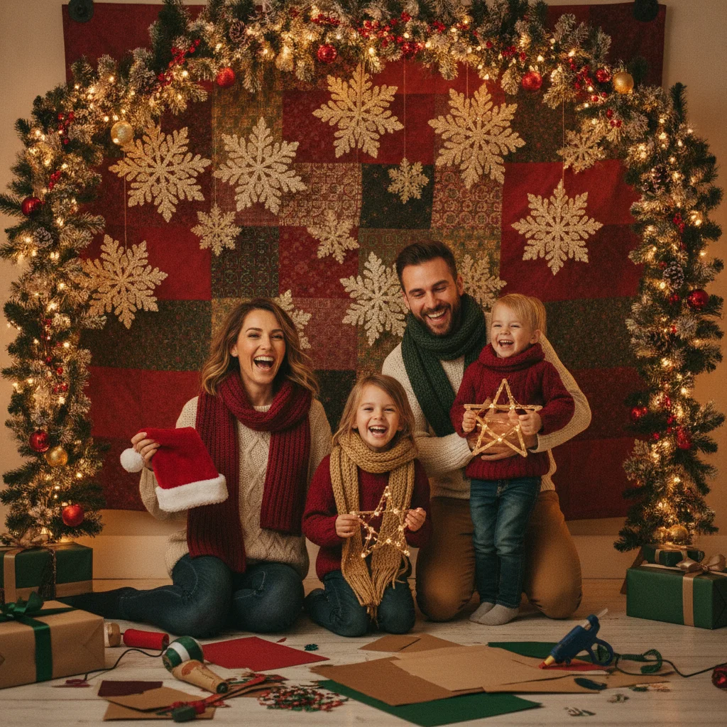 How to Create a DIY Christmas Photo Backdrop — how to create christmas photo backdrop diy (christmas photos) — festive Christmas photo example