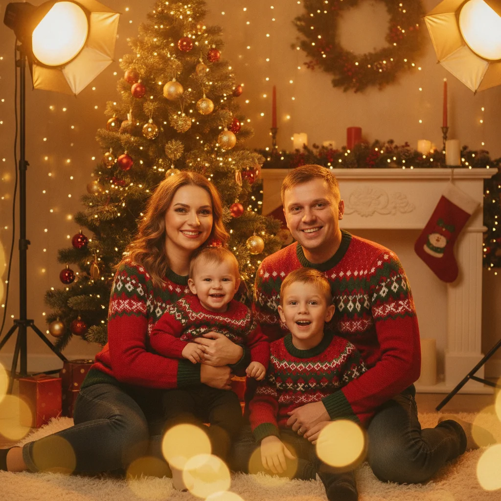 How to Light Christmas Studio Portraits (christmas photos) — Christmas card guide visual