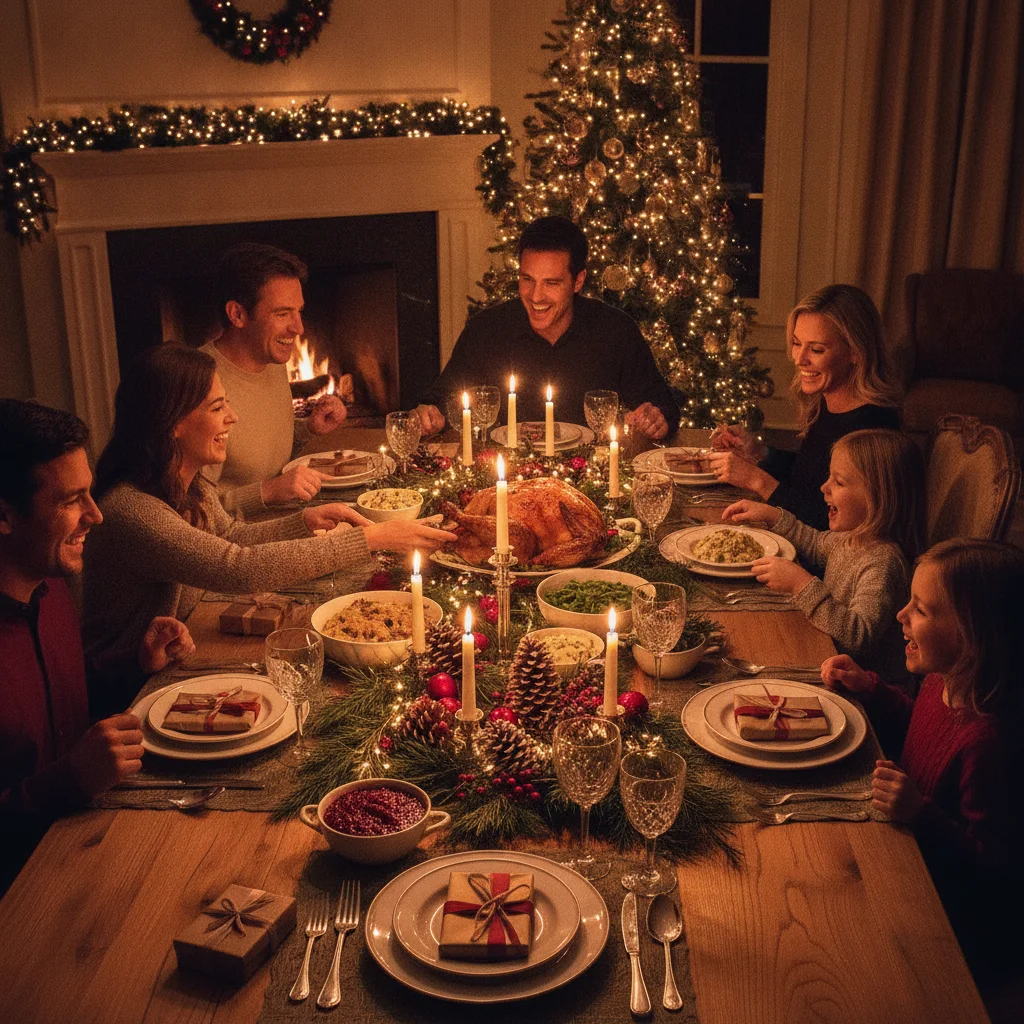 How to Photograph a Christmas Dinner Table — how to photograph christmas dinner table (christmas photos) — festive Christmas photo example