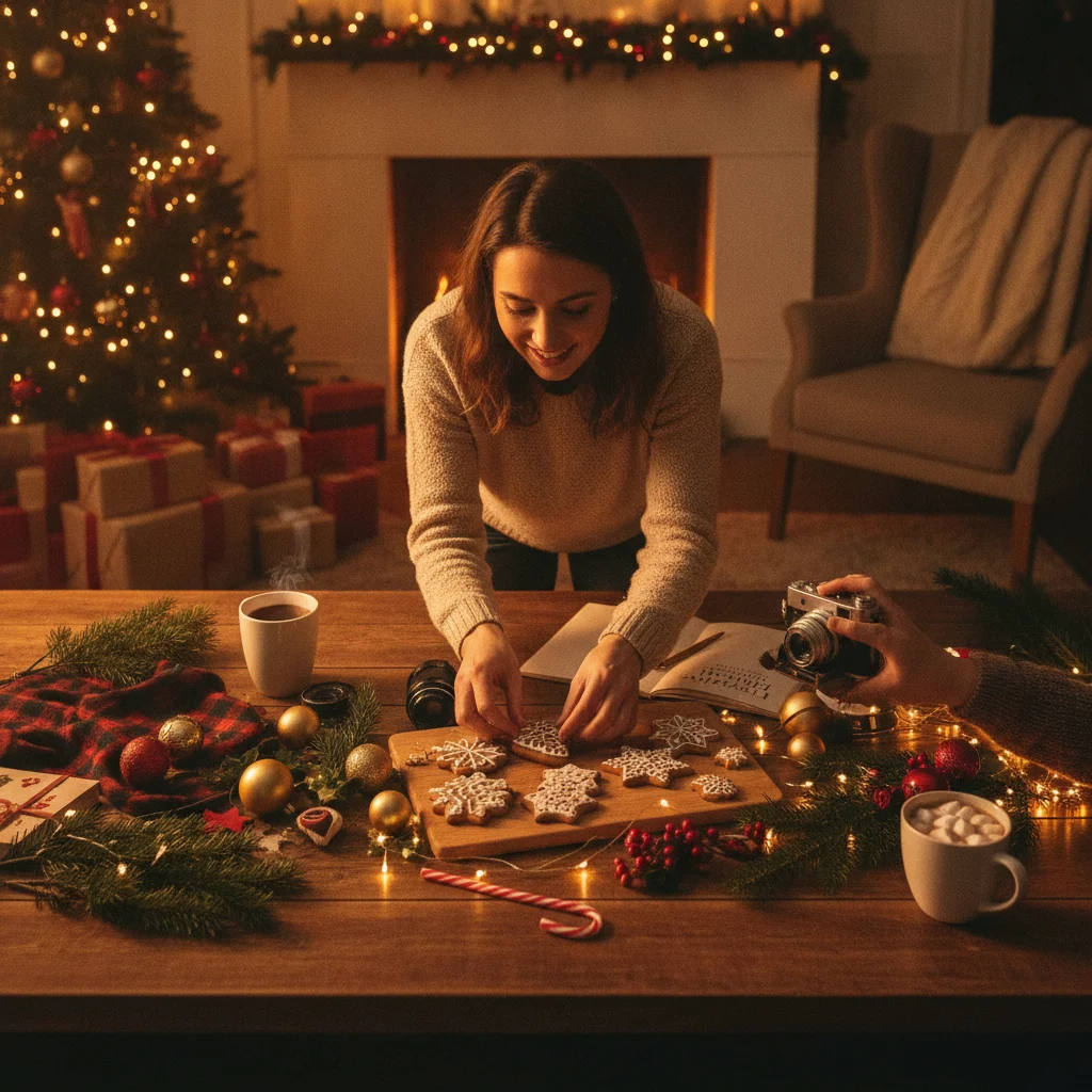 How to Photograph Christmas Flat Lay Scenes (christmas photos) — festive Christmas photo example