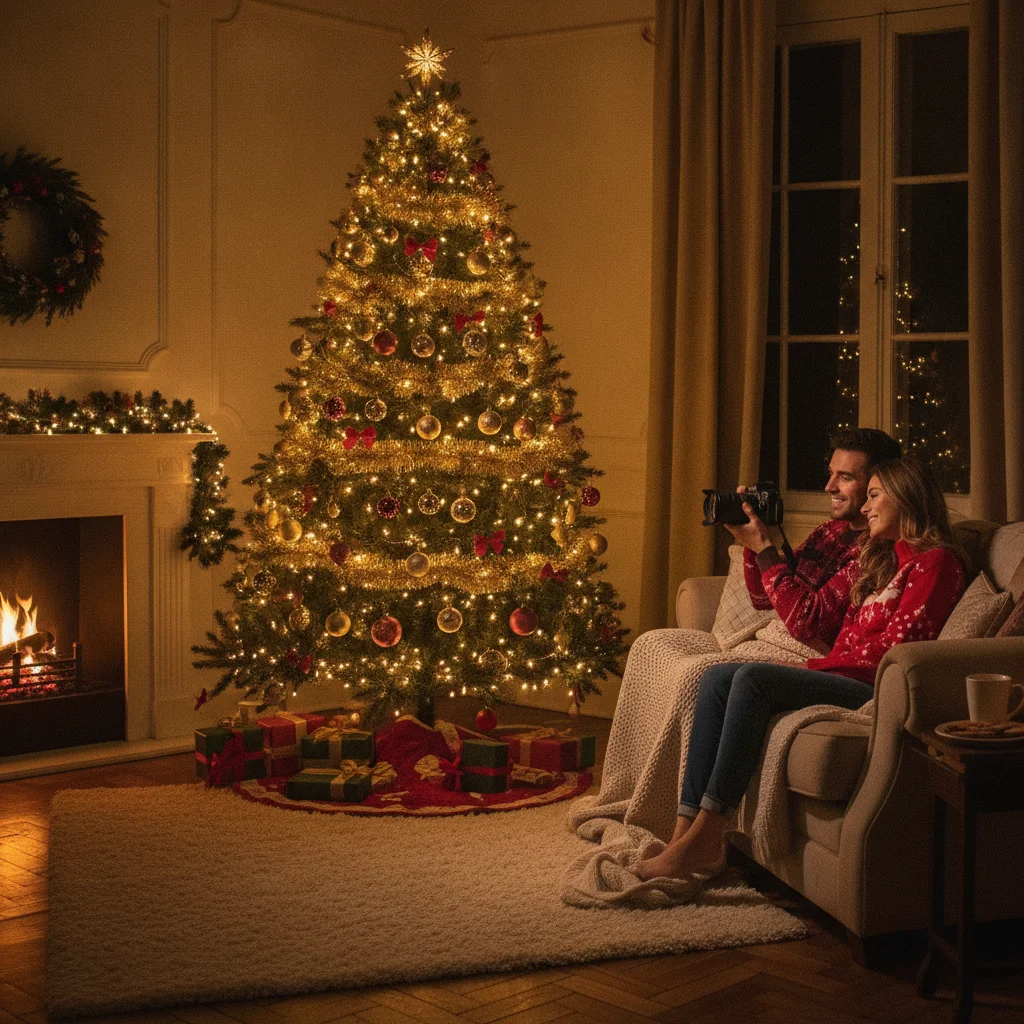 How to Photograph Your Christmas Tree at Night — how to photograph christmas tree at night (christmas photos) — festive Christmas photo example