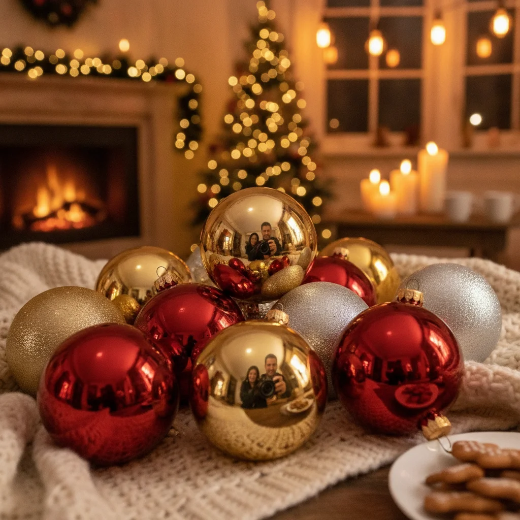 How to Photograph Christmas Ornament Reflections — how to photograph ornament reflections (christmas photos) — festive Christmas photo example