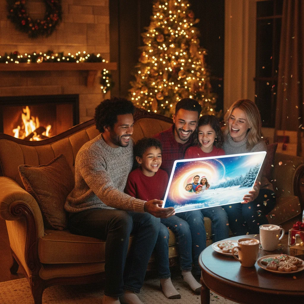 How to Remove and Replace a Christmas Photo Background — how to remove a Christmas photo background (christmas photos) — festive Christmas photo example