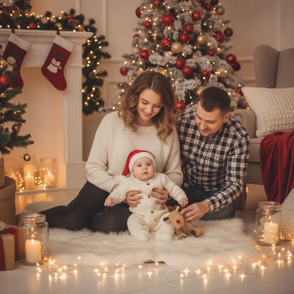 How to Take Baby Christmas Photos Safely — festive Christmas photo example