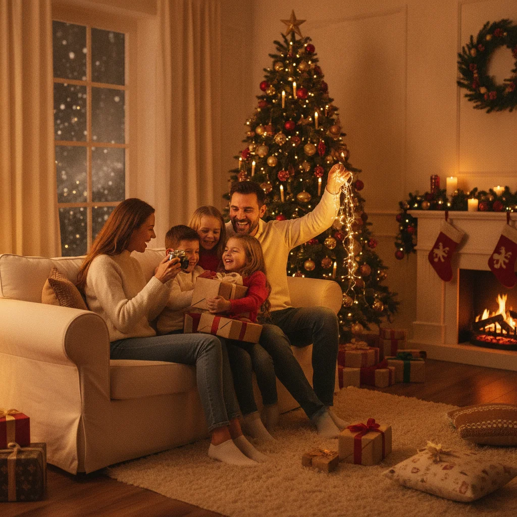 How to Take Beautiful Christmas Photos at Home — how to take Christmas photos at home — festive Christmas photo example
