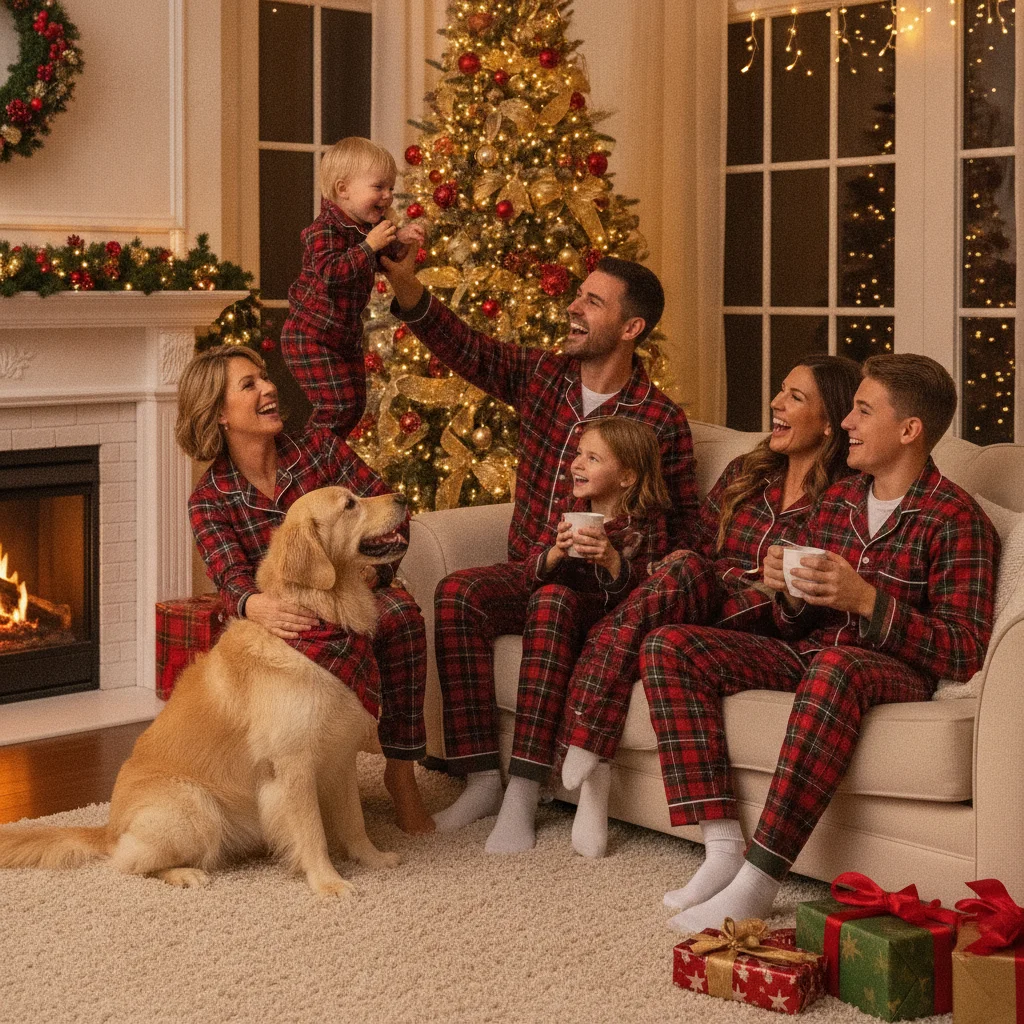 Matching Pajama Family Christmas Picture Ideas (christmas photos) — Christmas card guide visual