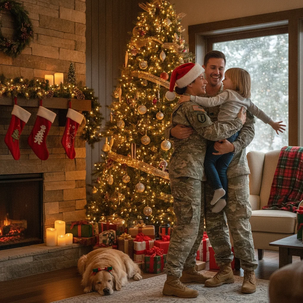 Military Homecoming Christmas Photo Ideas (christmas photos) — festive Christmas photo example