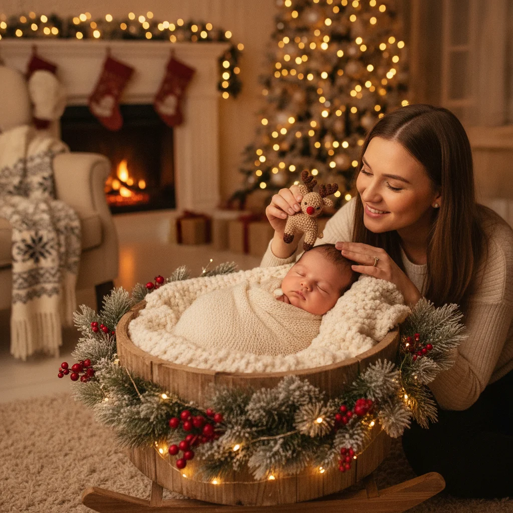 Gentle Newborn Christmas Portrait Ideas (christmas photos) — Christmas card guide visual