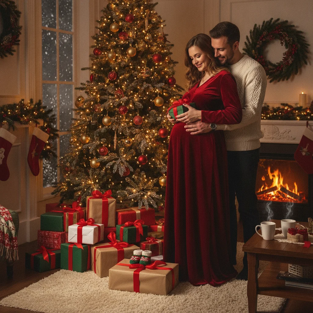 Creative Pregnancy Announcement Christmas Photo Ideas (christmas photos) — festive Christmas photo example