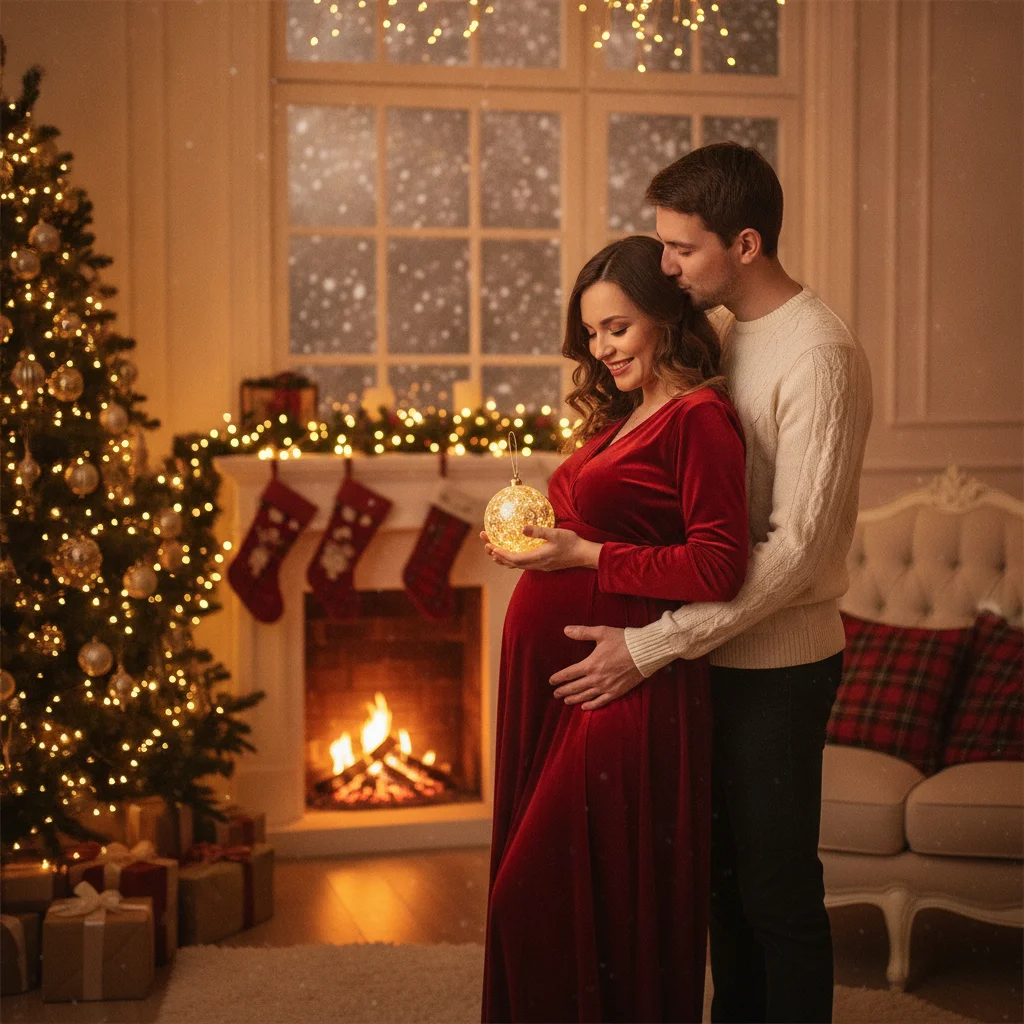 Beautiful Pregnancy Christmas Photo Ideas (christmas photos) — festive Christmas photo example