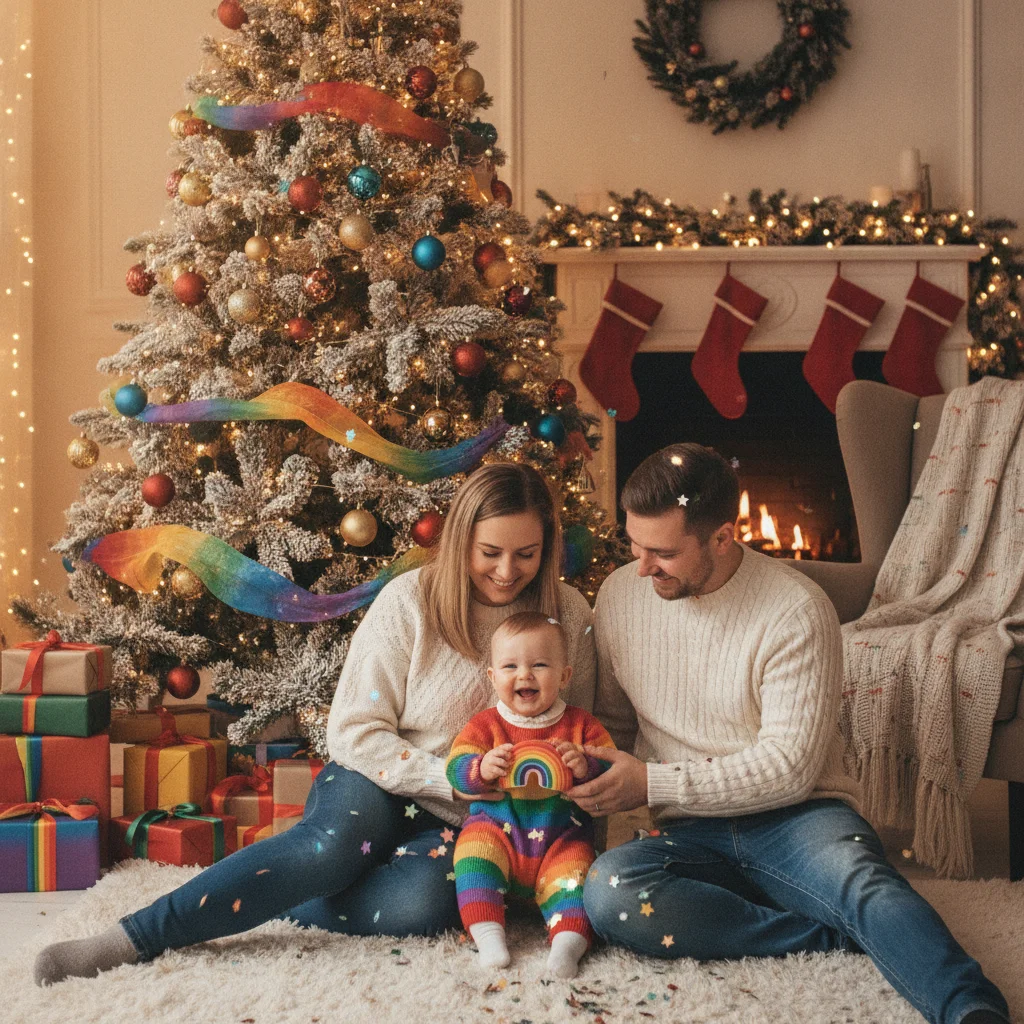 12 Meaningful Rainbow Baby Christmas Photo Ideas (christmas photos) — festive Christmas photo example