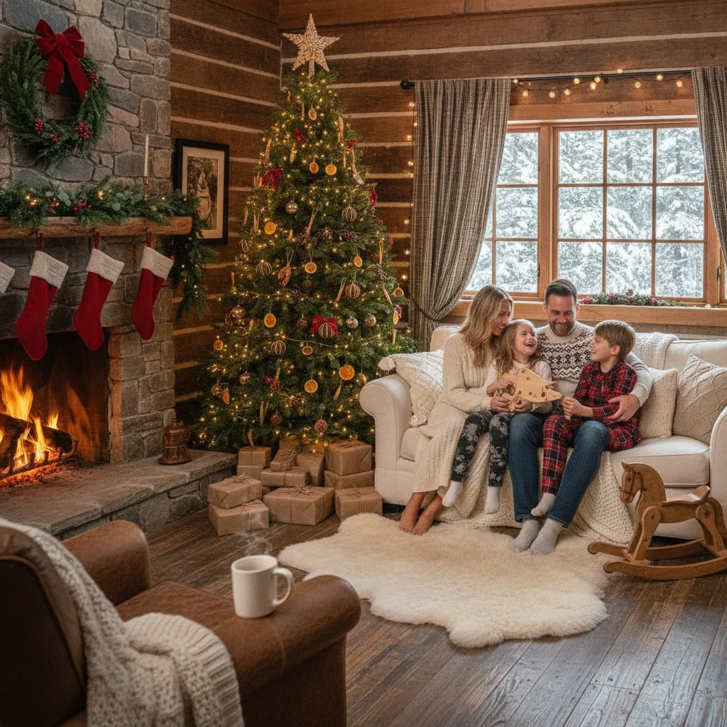 How to Create a Rustic Cabin Christmas Portrait Setting (christmas photos) — Christmas card guide visual