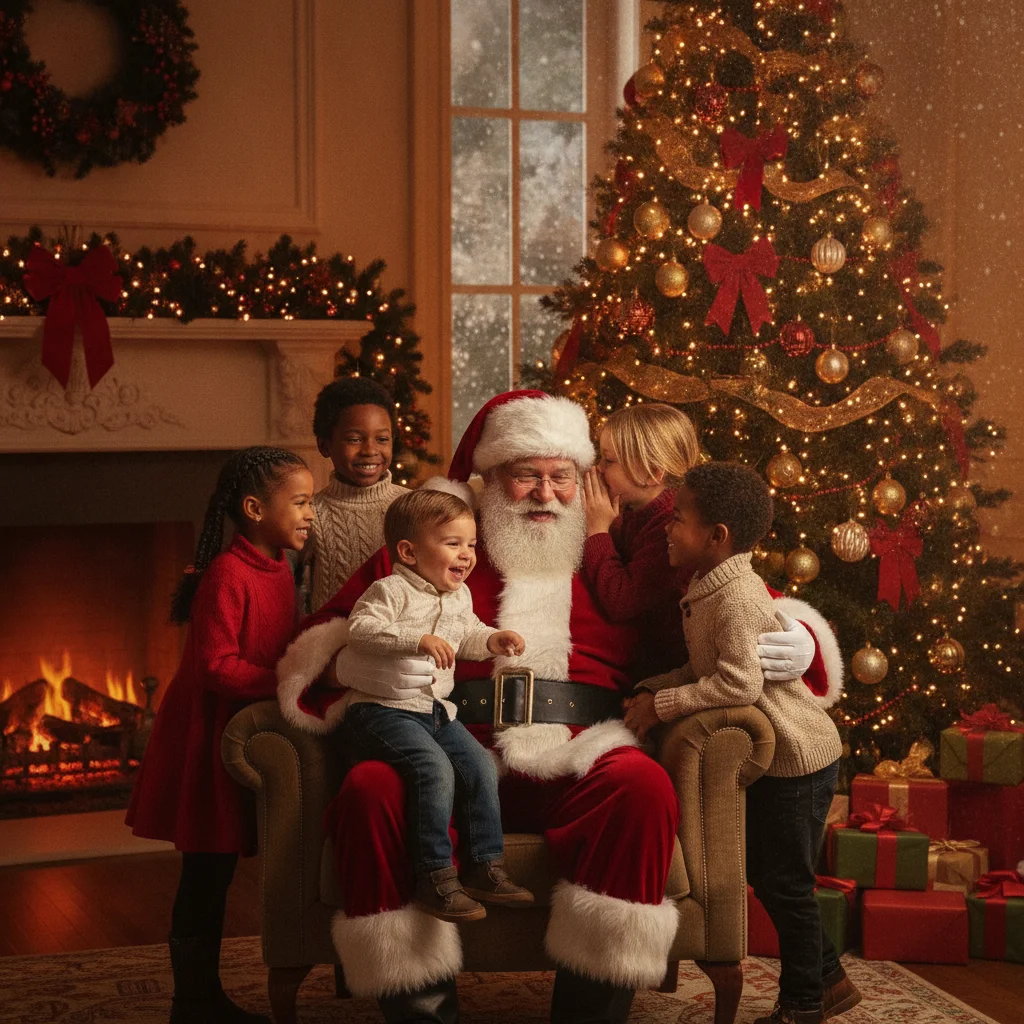 Santa Photo With Kids (christmas photos) — festive Christmas photo example