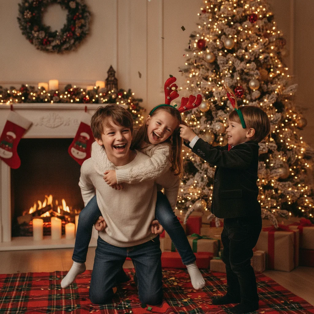 Fun Sibling Christmas Photo Ideas — siblings Christmas photo ideas (christmas photos) — festive Christmas photo example
