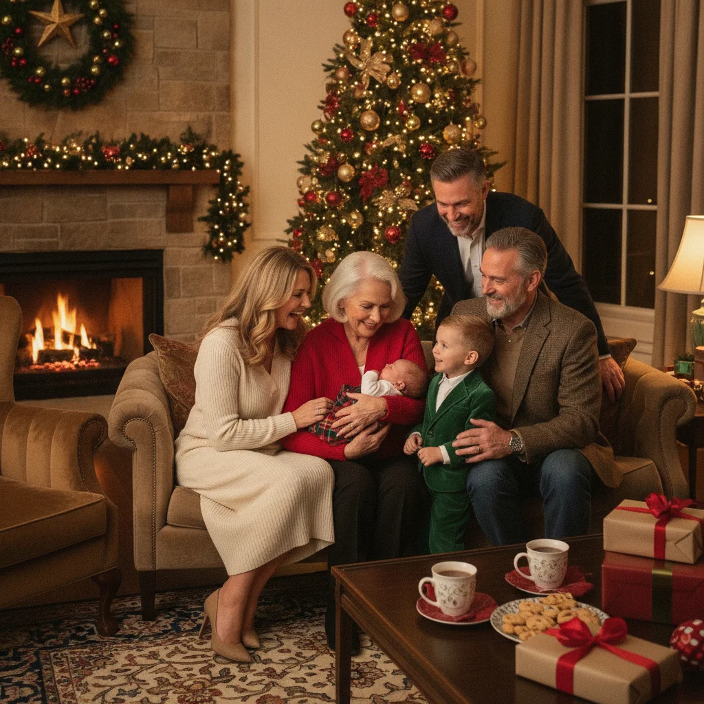 How to Set Up a Three Generations Christmas Portrait (christmas photos) — Christmas card guide visual