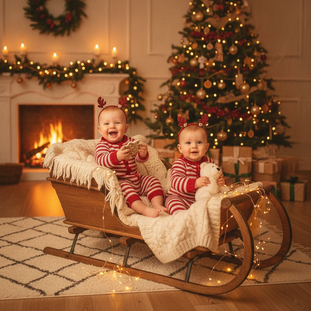Creative Christmas Photo Ideas for Twins — twins Christmas photo ideas (christmas photos) — festive Christmas photo example