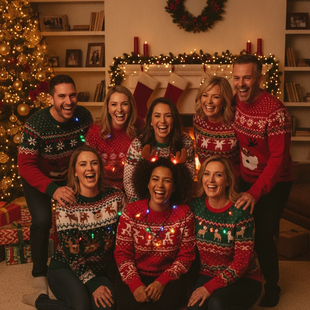 Ugly Christmas Sweater Portrait Party Ideas (christmas photos) — Christmas card guide visual