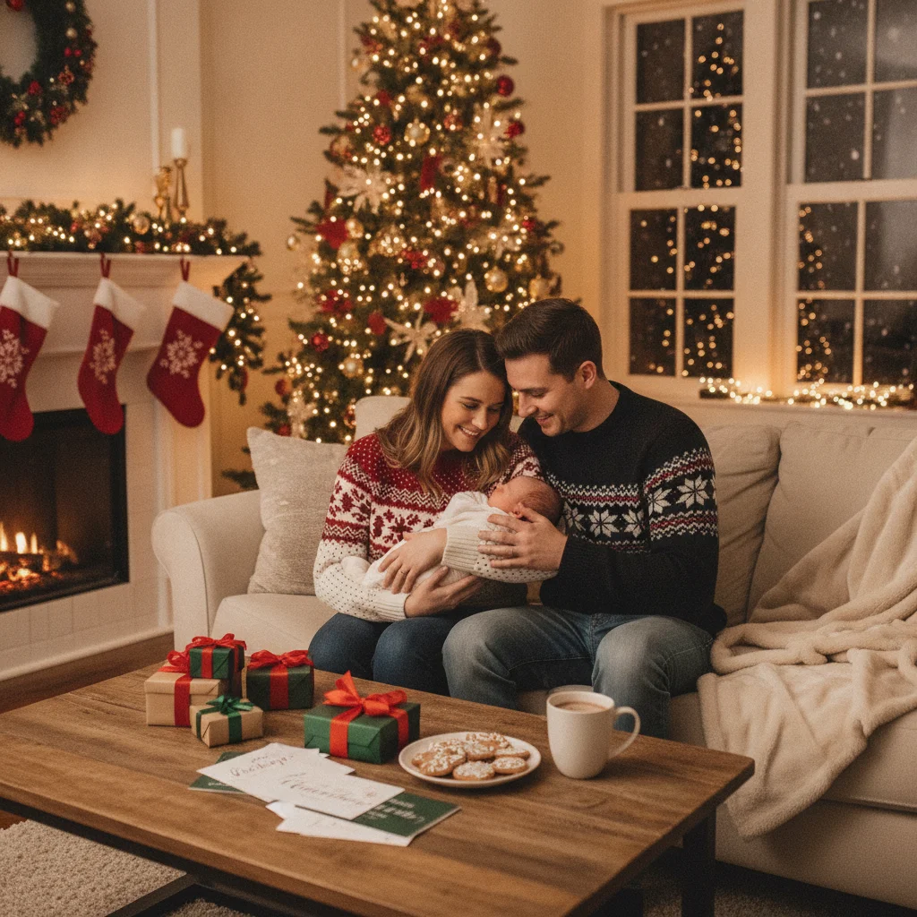Christmas Card Birth Announcement Wording (messages) — Christmas card message guide visual