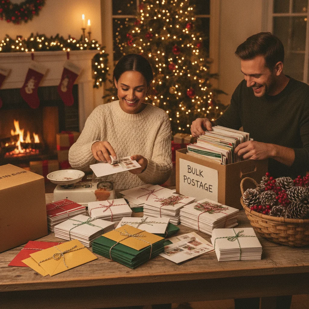 How Can You Mail 100 or More Christmas Cards as Cheaply as Possible? — cheapest way to mail 100 christmas cards bulk postage (printing mailing) — Christmas card