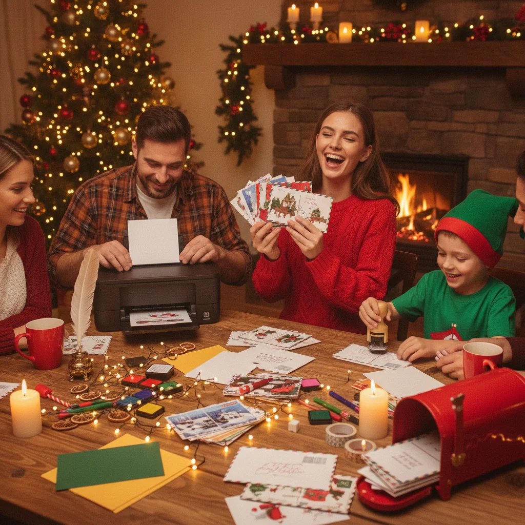 How to Print and Mail Christmas Postcards Without Envelopes — how to mail Christmas postcards (printing mailing) — Christmas card printing and mailing visual