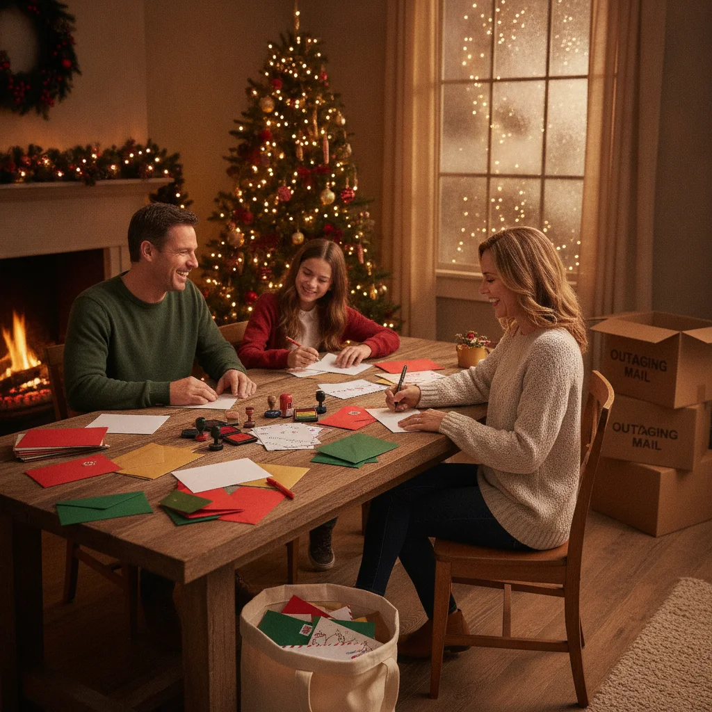 How to Batch Print, Sign, Stuff, Stamp, and Mail Christmas Cards — how to organize bulk Christmas card mailing (printing mailing) — Christmas card printing and